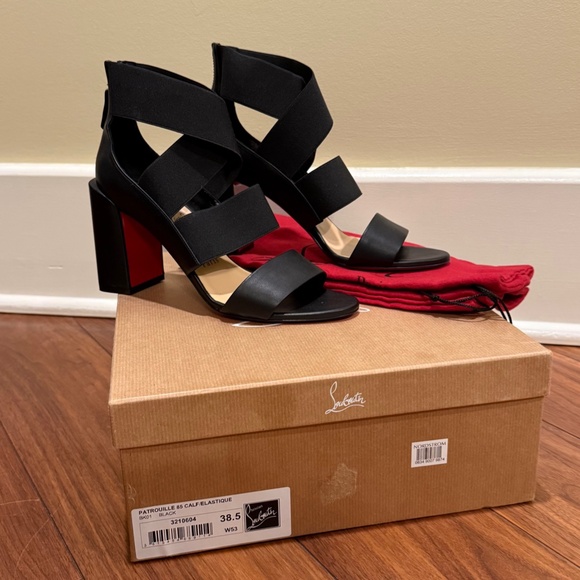 Christian Louboutin Patrouille 85mm Leather Elastic Strappy Heels sz 38.5 - Picture 2 of 16